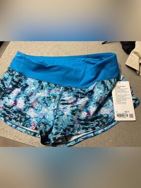 Blue Floral-Print Women's  lululemon Athletic Shorts